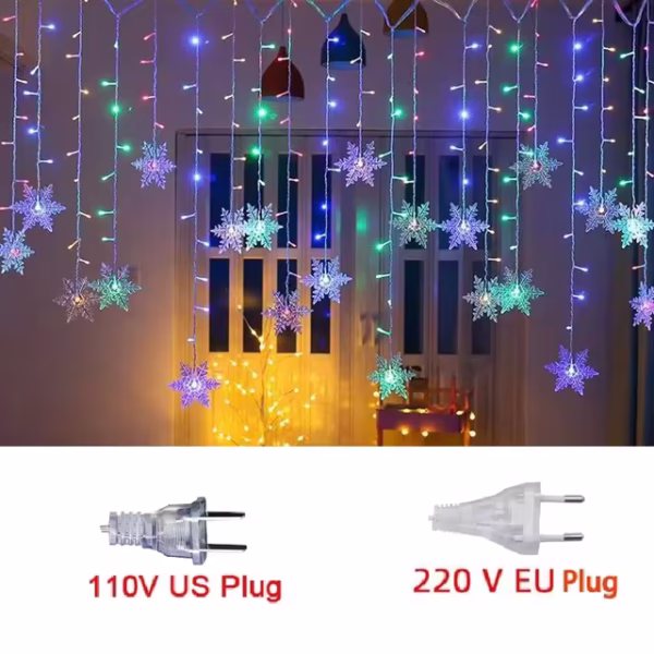 Kurtyna świetlna lampki choinkowe płatki śniegu LED - Multikolor - obrazek 4